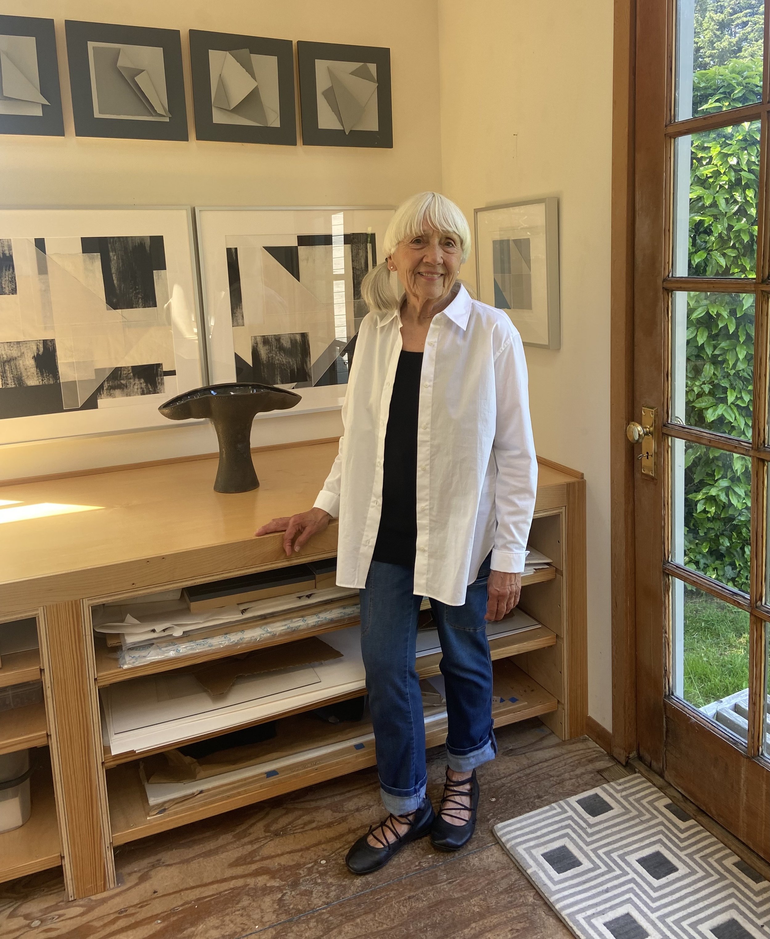   Anne Hirondelle in her studio. Photo by Carolyn Lewis  