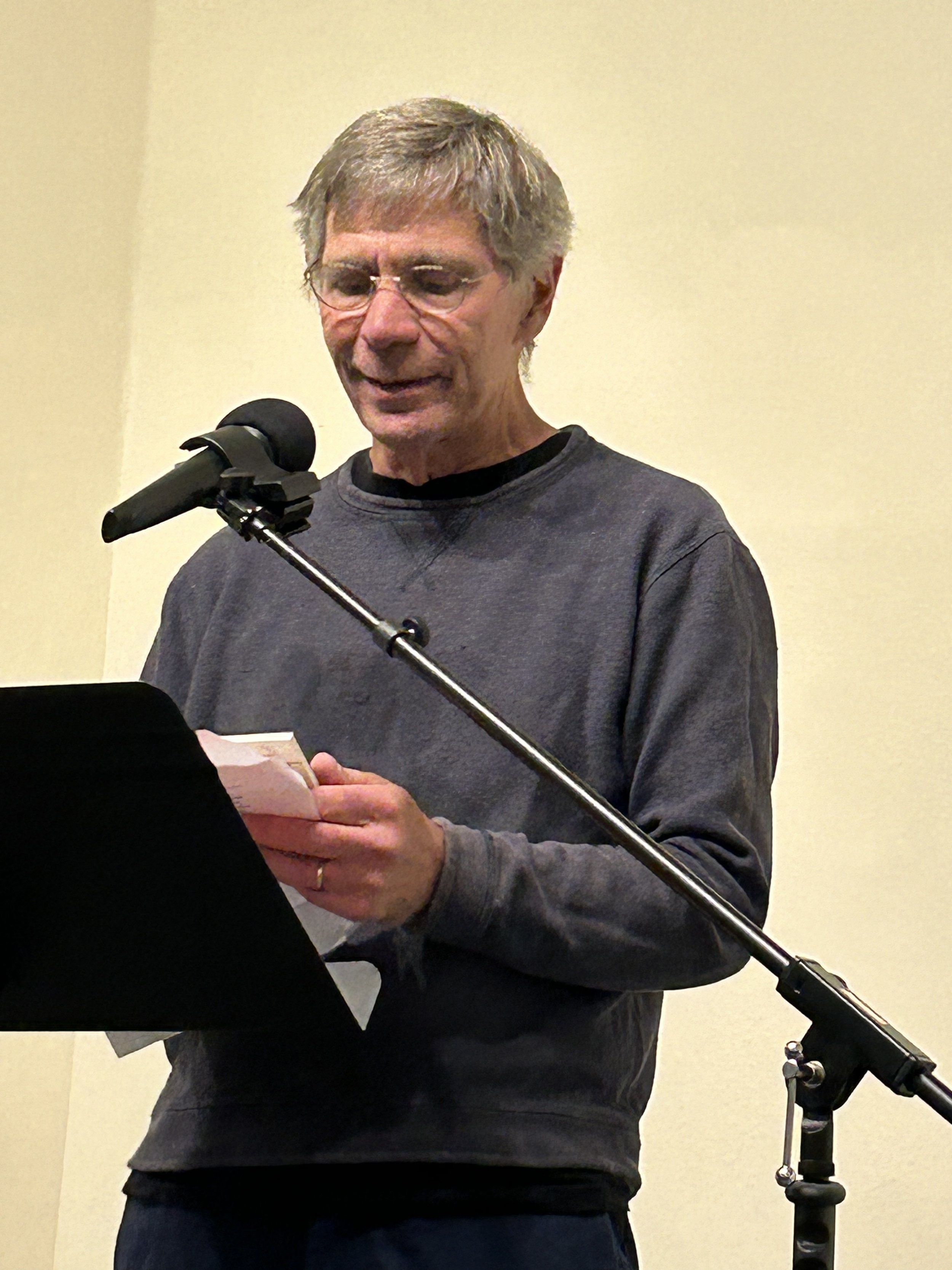   John Pierce, copublisher of Empty Bowl Press, hosted a reading of their latest release at the Port Townsend Friends Meetinghouse last Saturday, September 14. Photo courtesy of Empty Bowl Press  