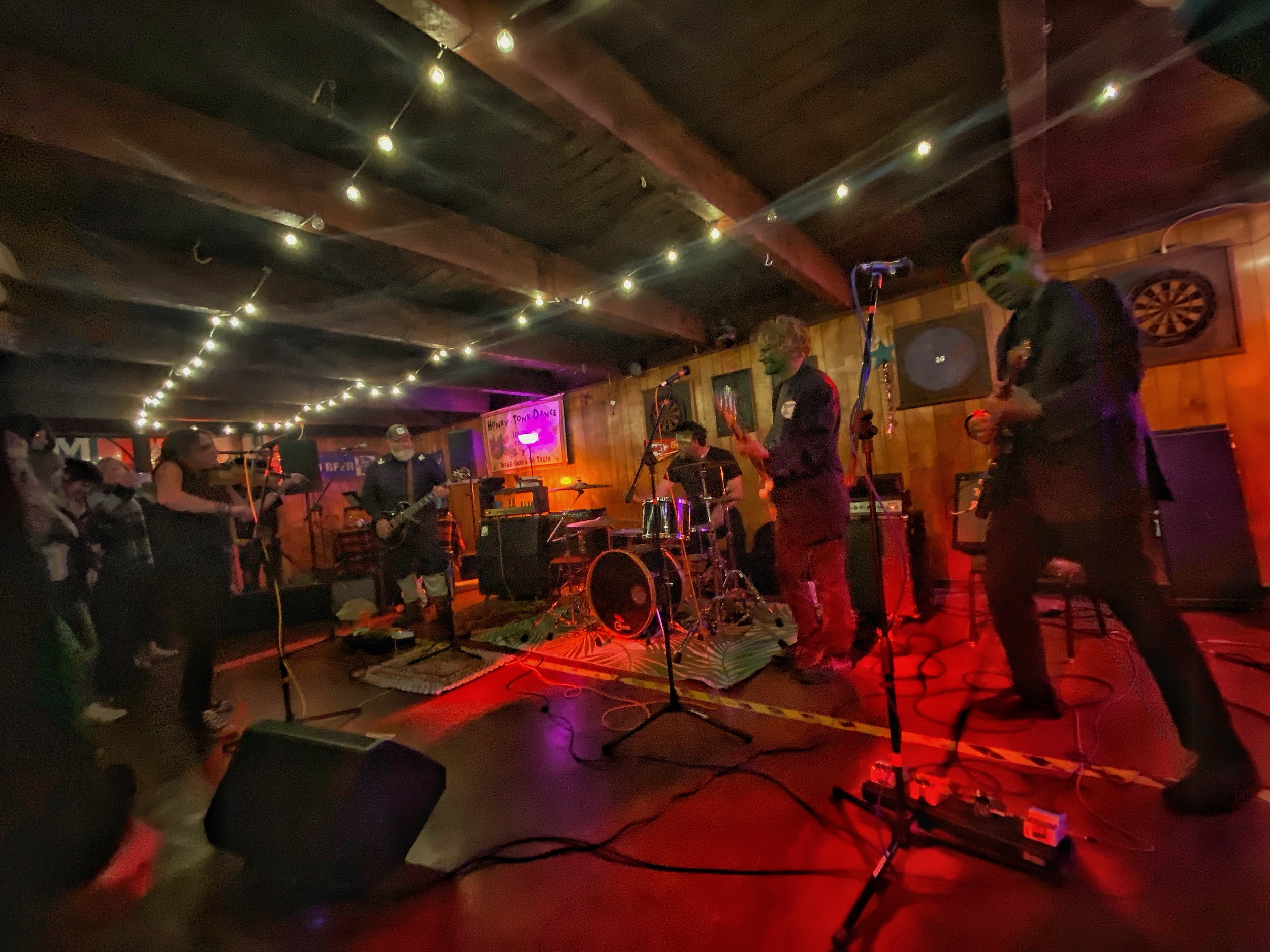  Philthy bringing the spooky jams to the Hilltop. Band from left to right: Emily Madden on fiddle and vocals, Charlie Burns on guitar, Sasha Landis on drums, Scott Summers on Bass, and Seth Raymond on guitar 