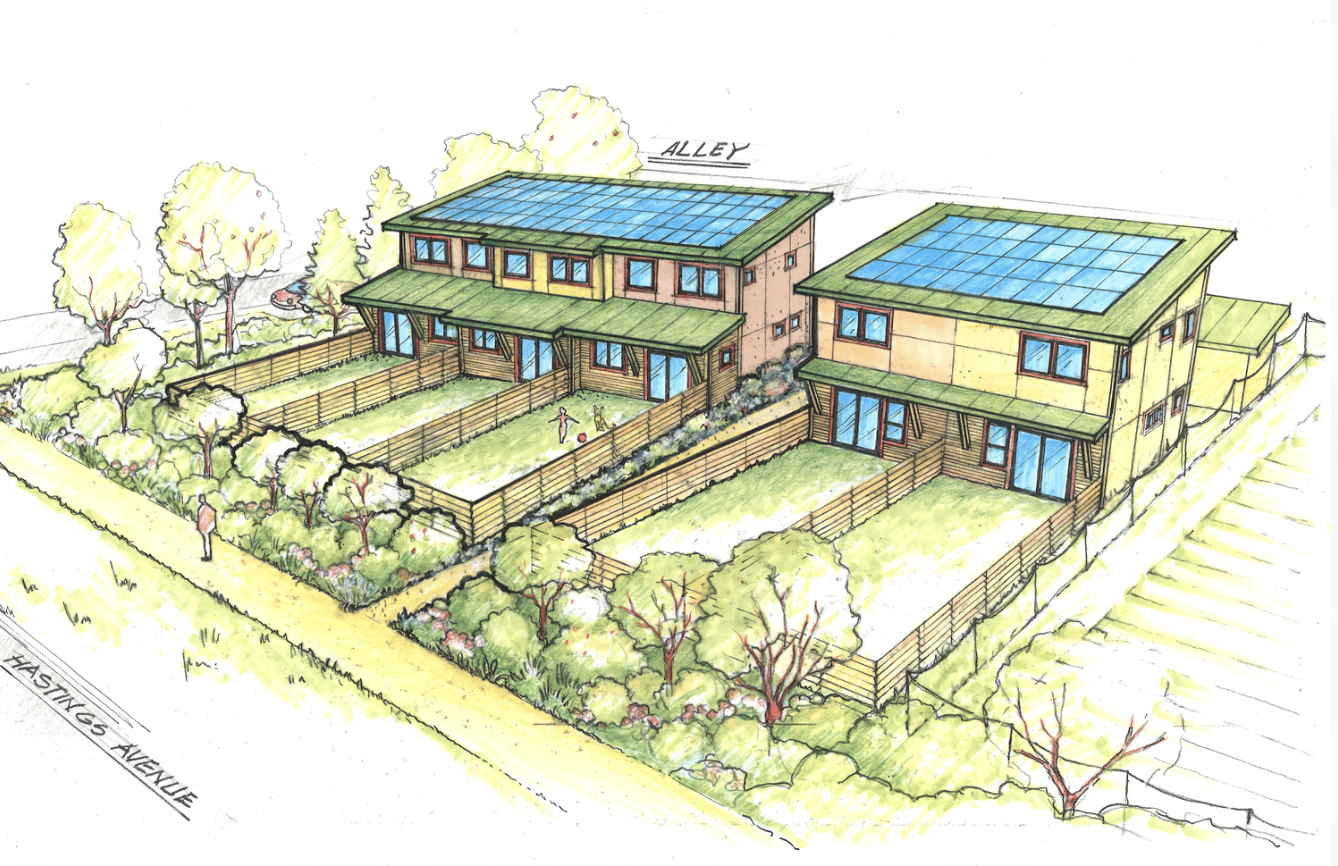   Renderings of Dundee Hills townhomes and community garden, the project of Olympic Housing Trust, that will be located in Port Townsend.  