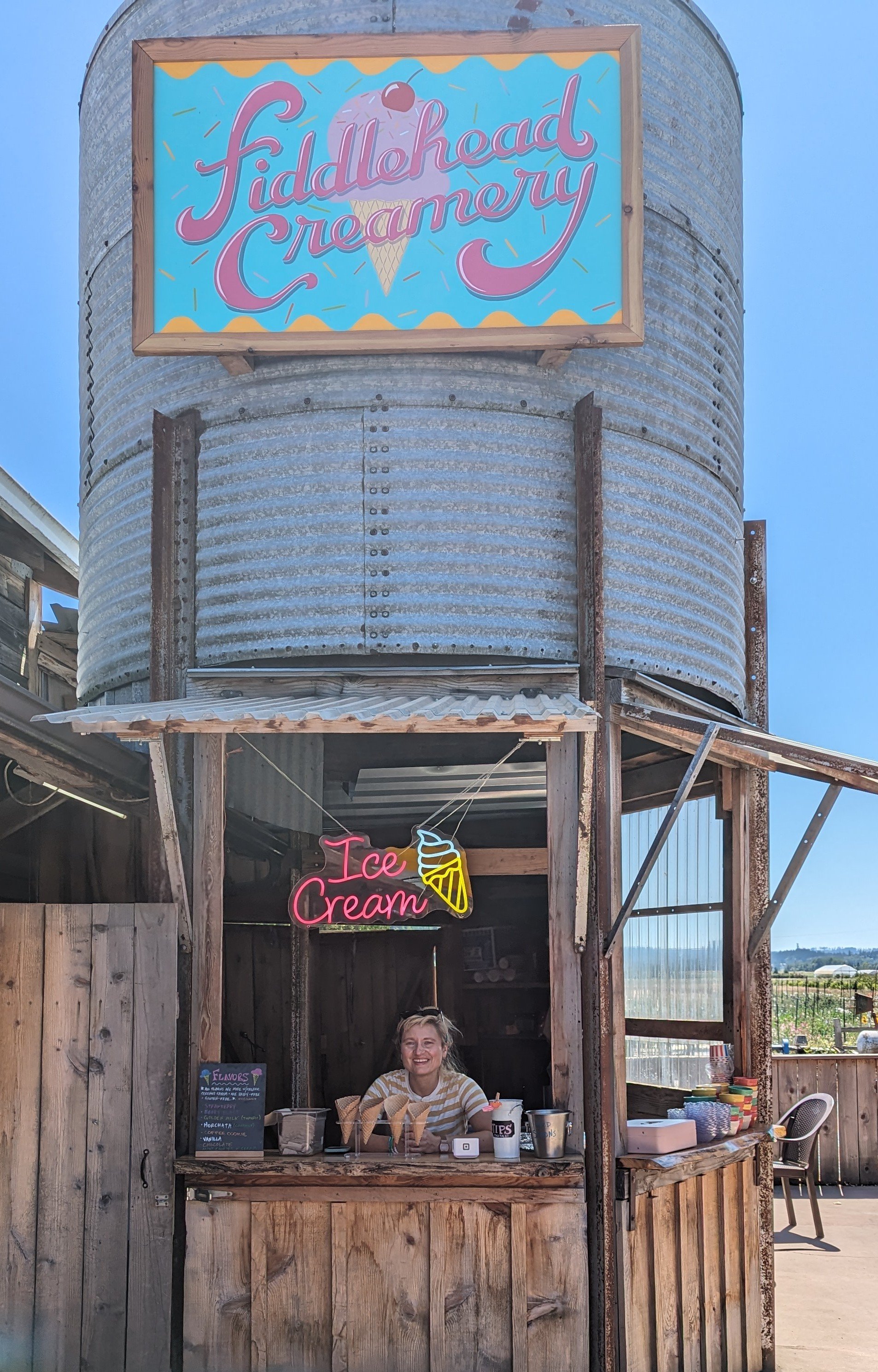   Amanda Thieroff in her ice cream silo at the Finnriver Cider Garden  