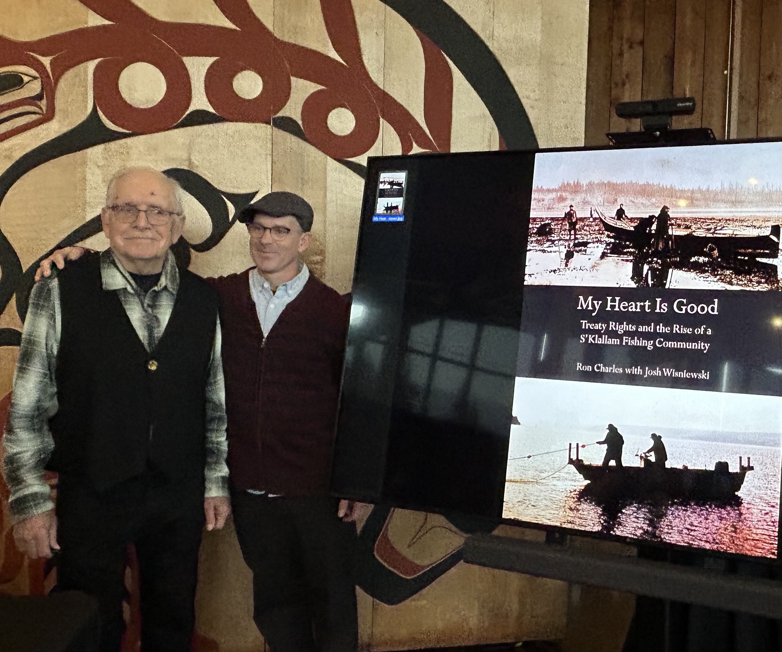   The book launch in the longhouse at Little Boston. Photo courtesy of Empty Bowl Press  