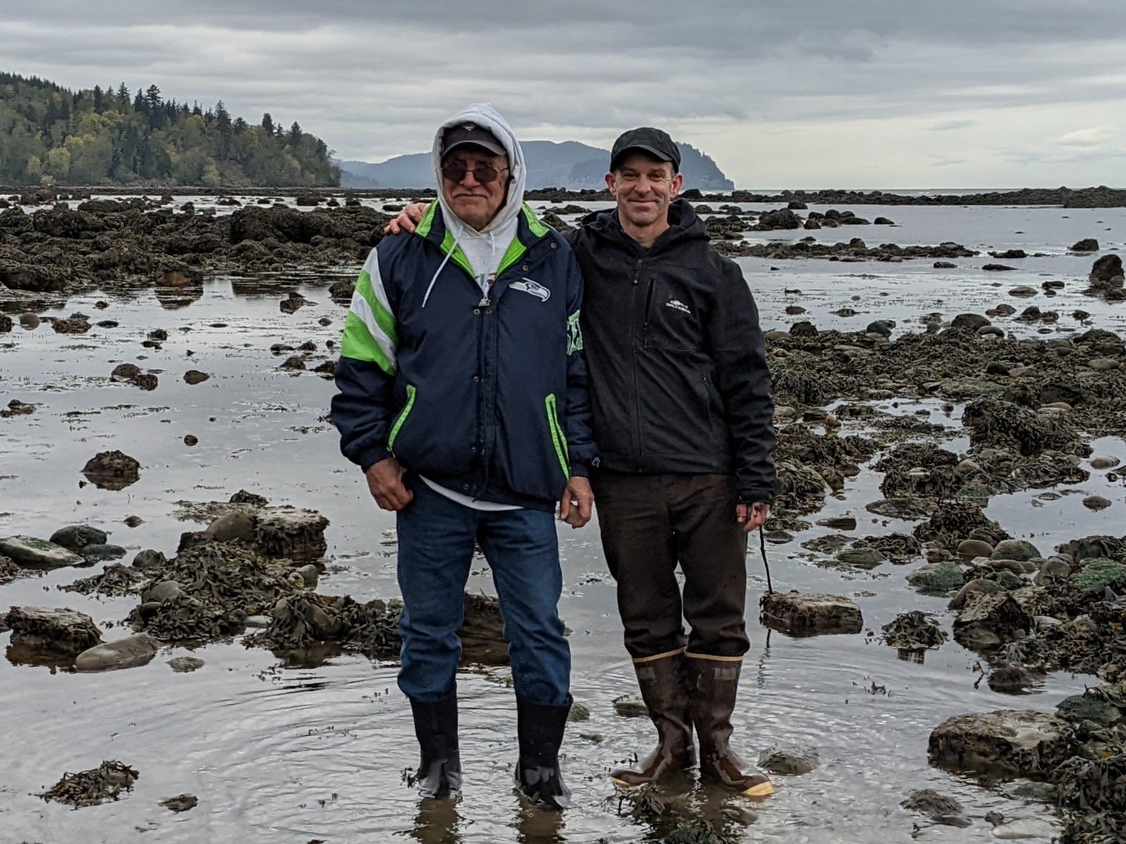   Port Gamble S’Klallam elder and former tribal chair Ron Charles (Left) and anthropologist Josh Wisniewski. Photo courtesy of Empty Bowl Press  