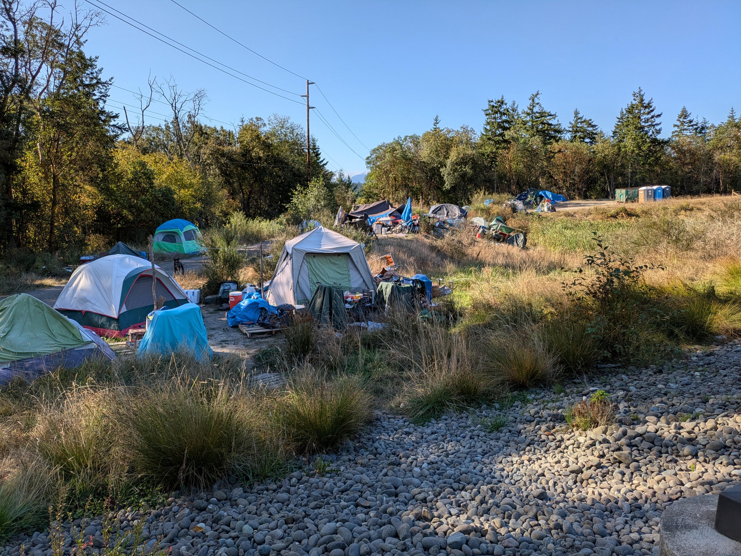   This encampment, which houses between 40-50 people, may be removed in early November. Photo by Scott France  