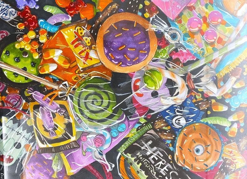 A beautiful artistic display of different kinds of candy