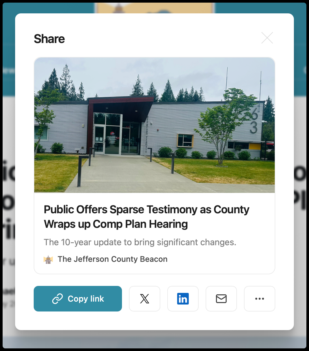 Detail of the Share button popup window to show where copy link can be found.