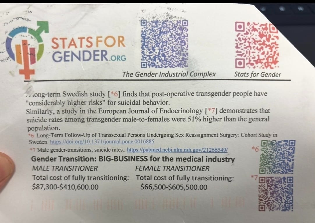 Photo of the transphobic cards Hawley sent to families.&nbsp;