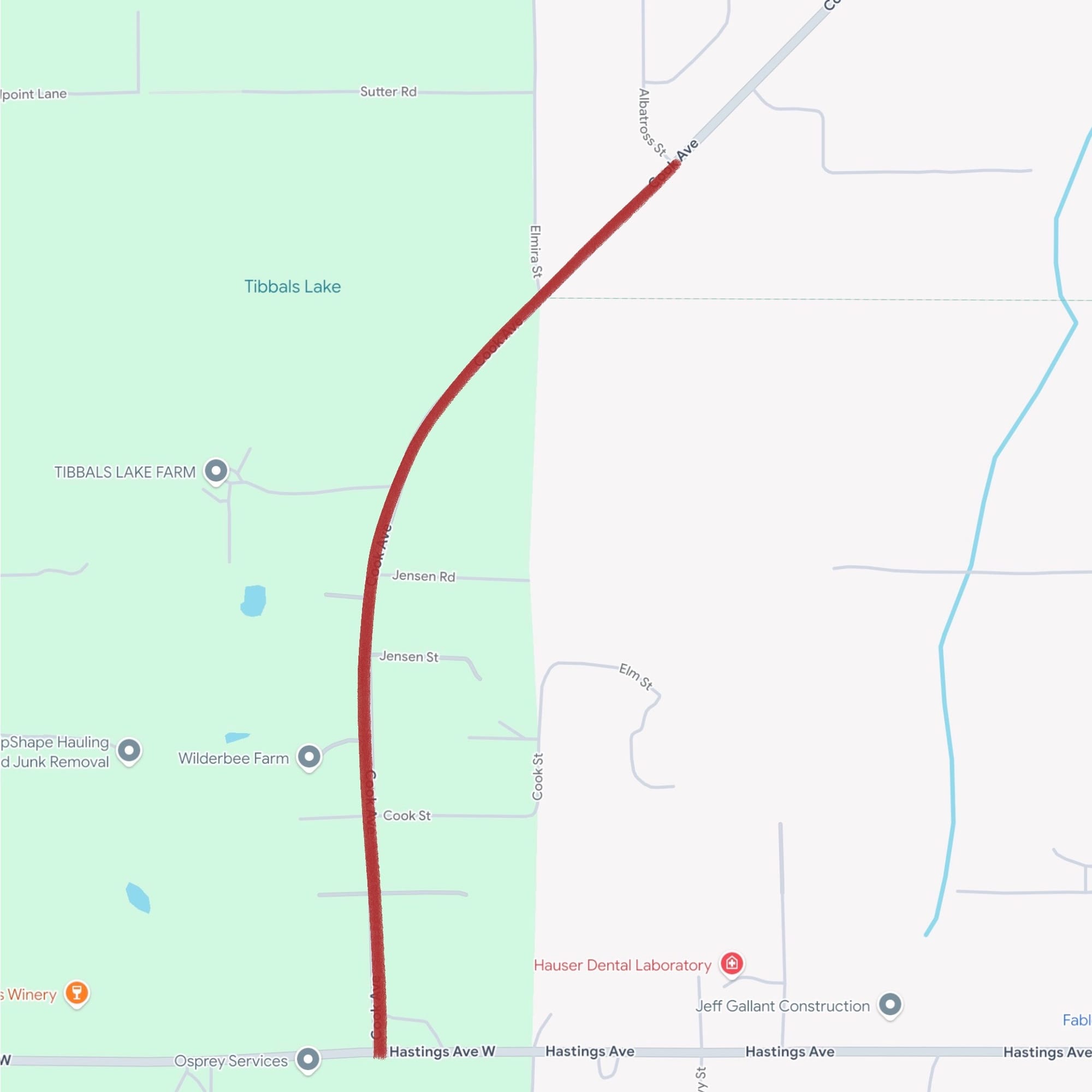 Cook Avenue road construction from the county line to Albatross Street.
