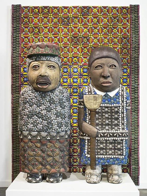 “Mexican American Gothic,” is George Rodriguez’ 84x60x30” ceramic sculpture.