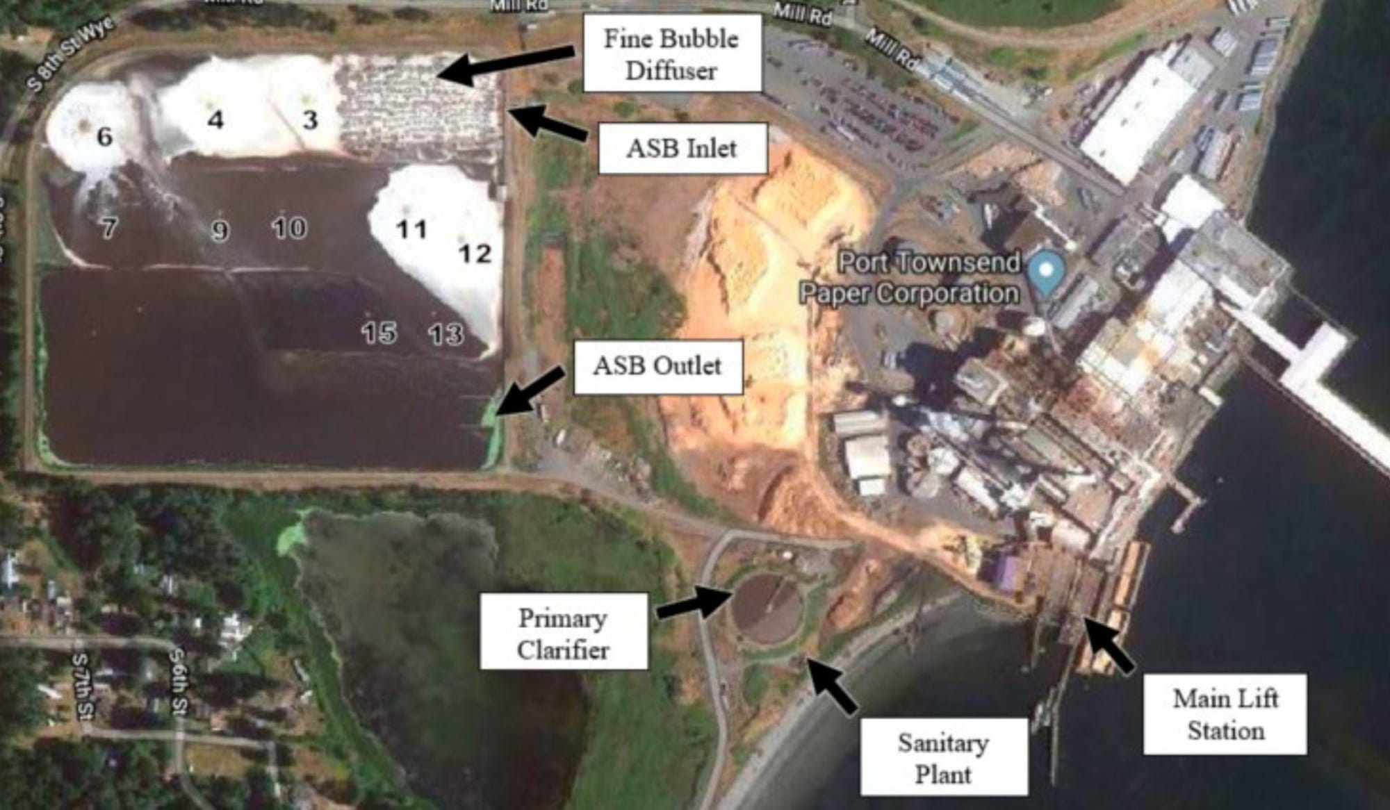 Overhead view of the paper mill’s facilities. 