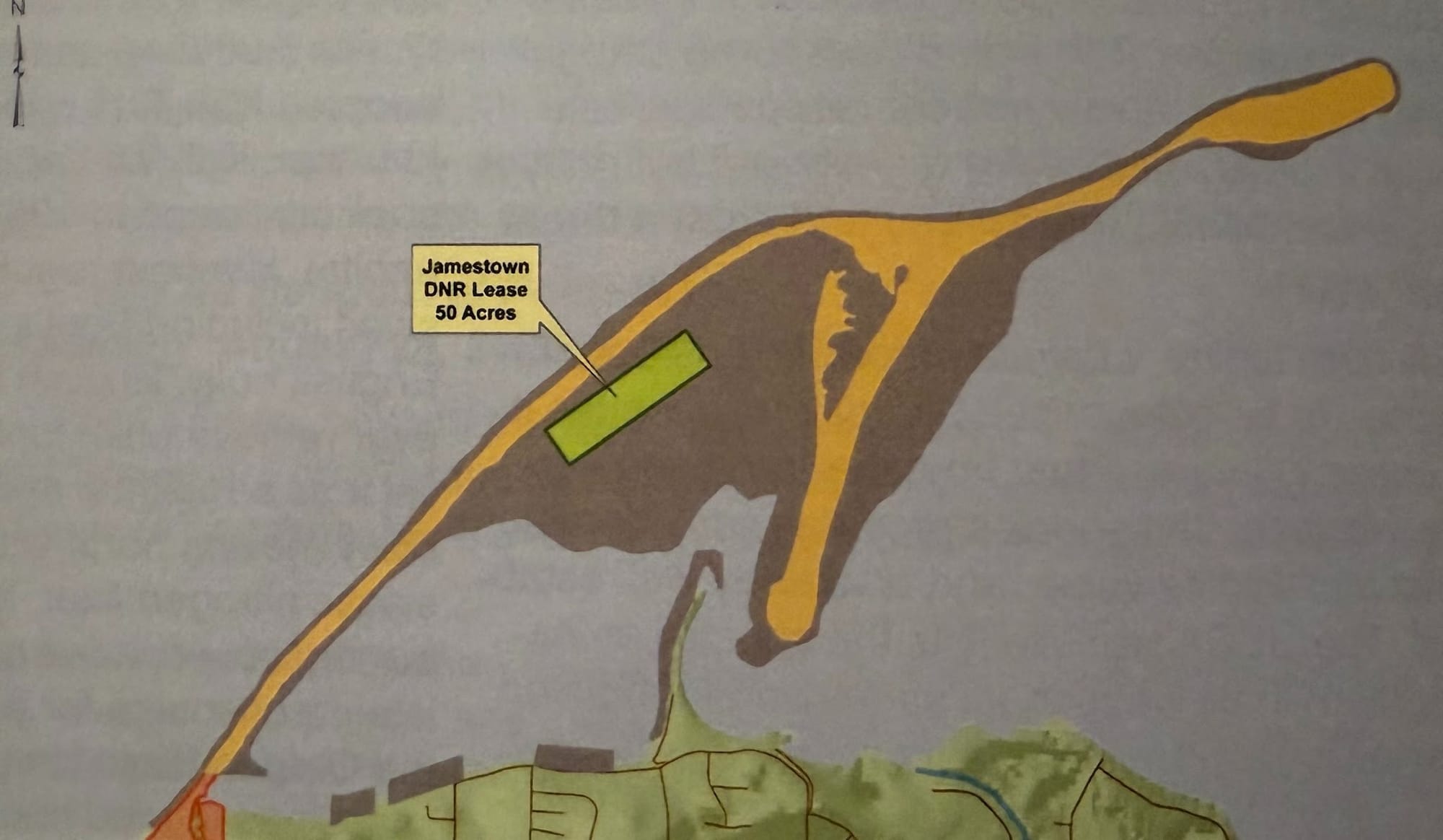 A map of the Dungeness Bay lease location on the Dungeness Spit.