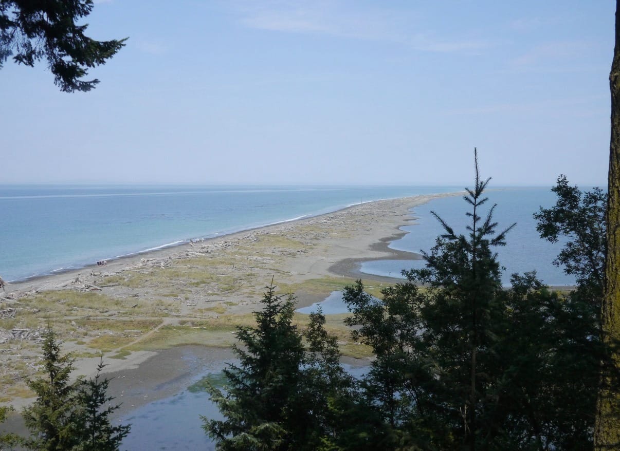 Dungeness Spit, Clallam County, extending into the Strait of Juan De Fuca.