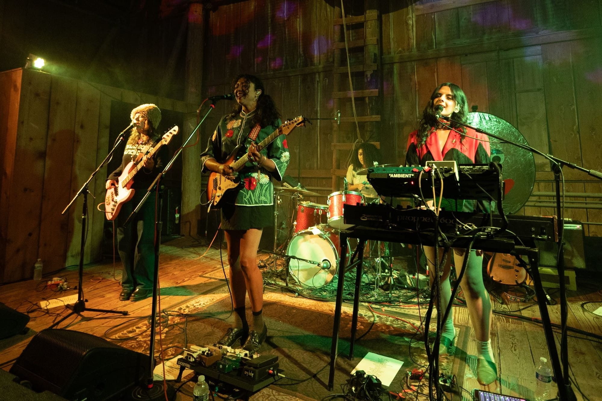 Band La Luz rocking out in a century-old barn.
