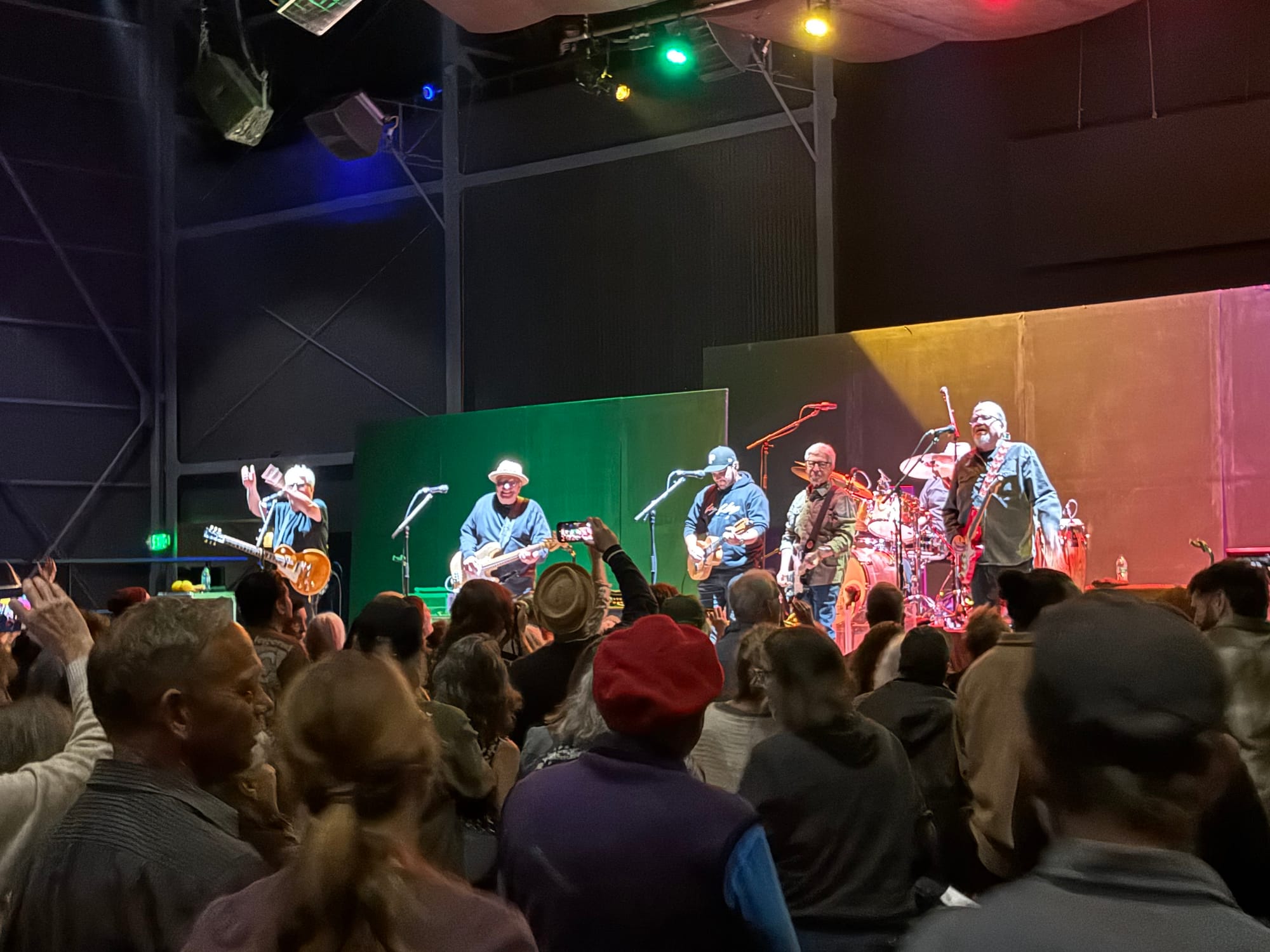Los Lobos bids farewell from the stage to the McCurdy Pavilion crowd on Monday night.