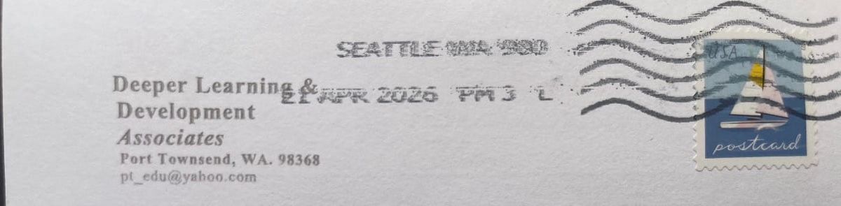 The return address and cancelled postage on an example of a mailer card.