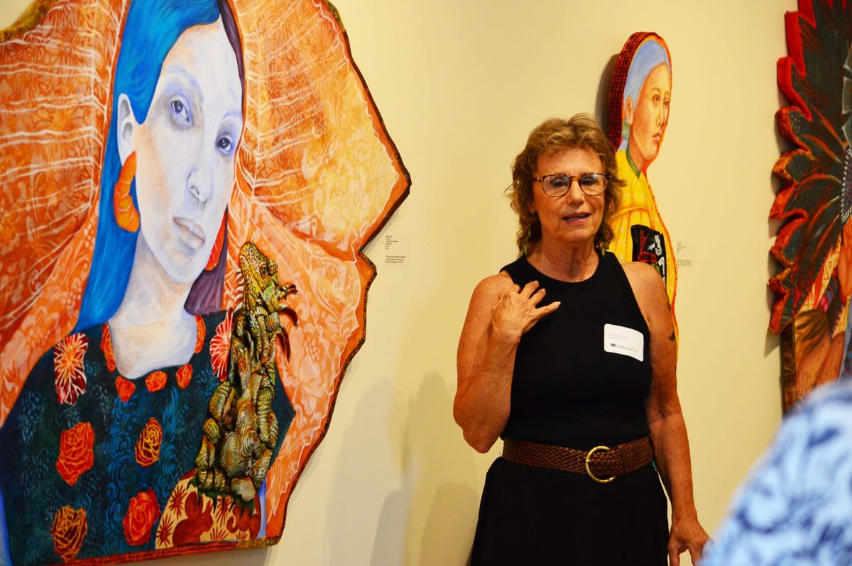 Carolyn King introduces “La Reinita Tehuantepec,” a painting that is part of her “El Espíritu de Las Abuelas” series.