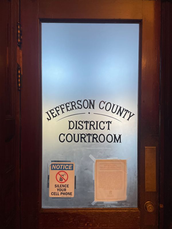 The door of the Jefferson County District Courtroom in Port Townsend, WA 
