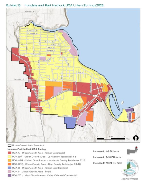 A map of the Urban Growth Area for Irondale-Port Hadlock. 
