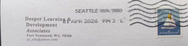 The return address and cancelled postage on an example of a mailer card.
