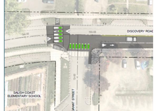 Concept design on Discovery road between Grant Street and Sheridan Street. 