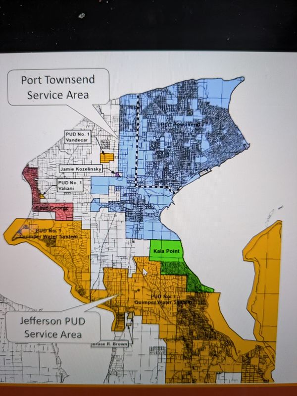 A map of both the Port Townsend water and Jefferson County PUD Service Area. 