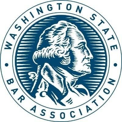 A logo with a profile of George Washington with tex"Washington State Bar Association" circling the image.