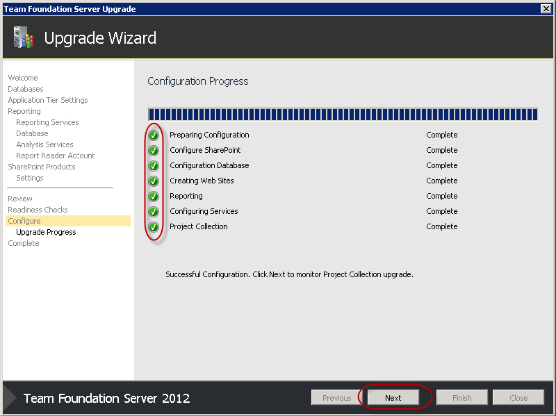 TFS configuration success
