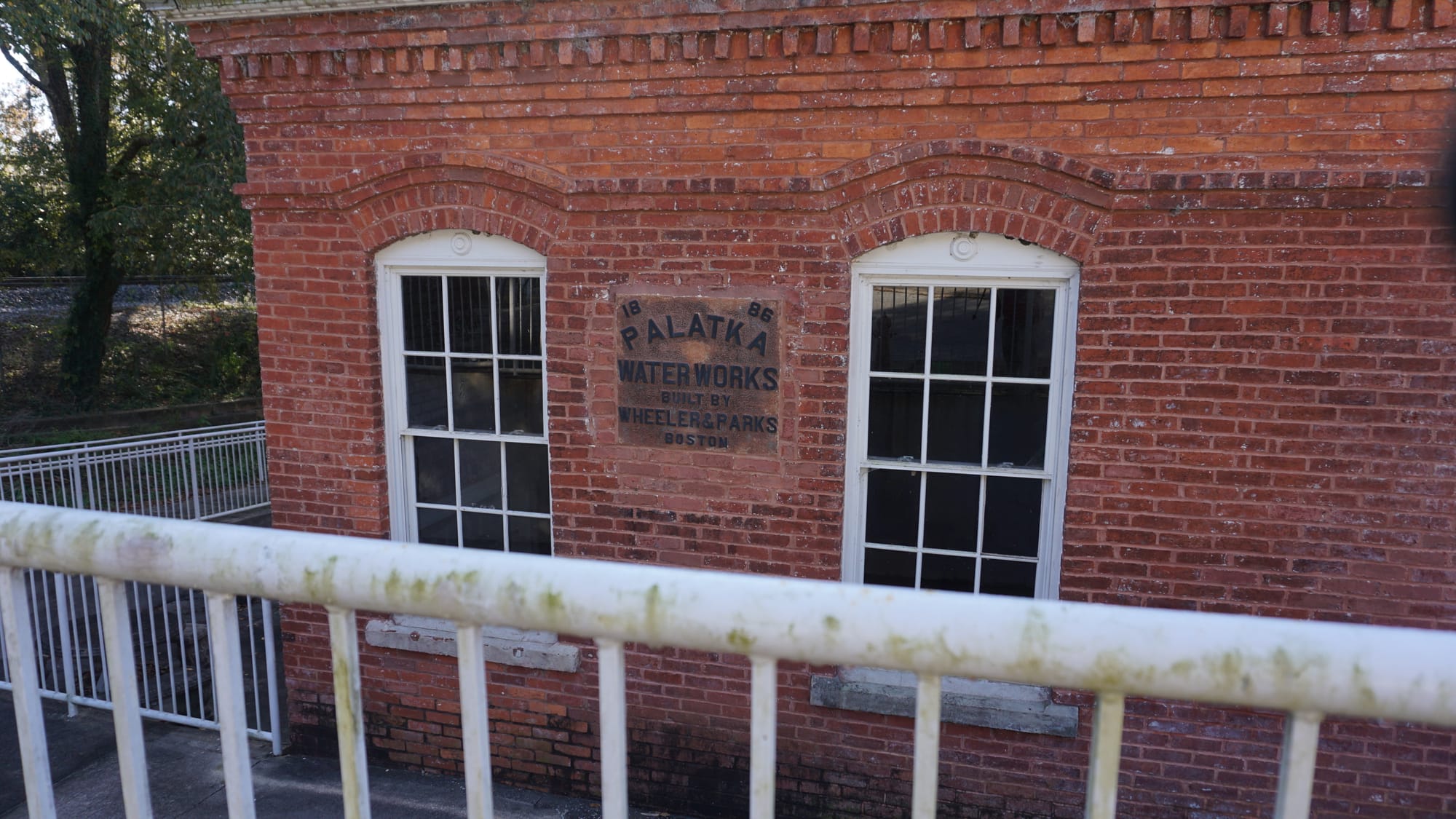 Brick building with historic inset Palatka Waterworks