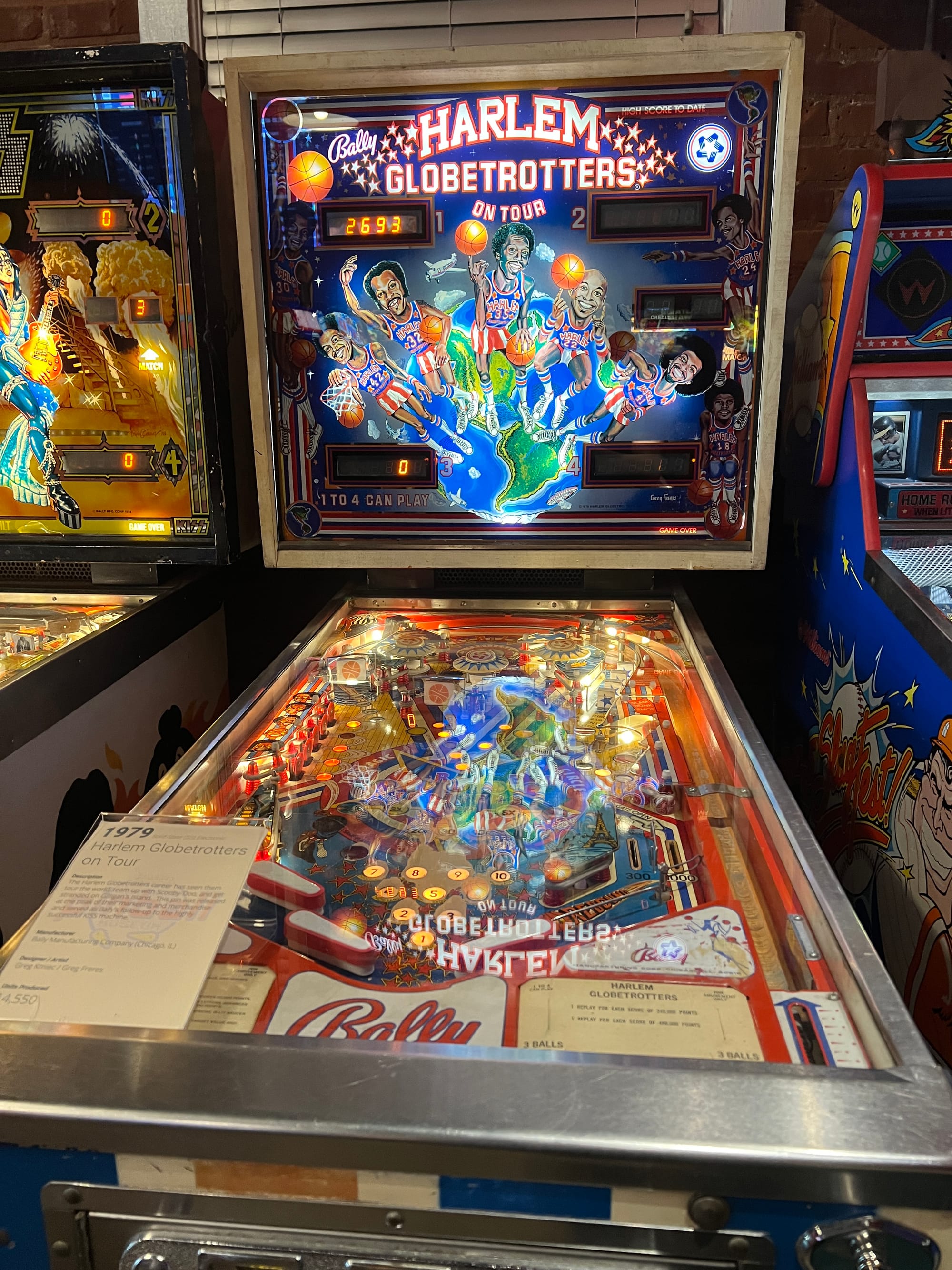 Harlem Globetrotters pinball machine from 1979