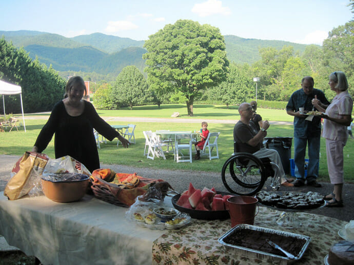 Community gathering at Laughing Heart