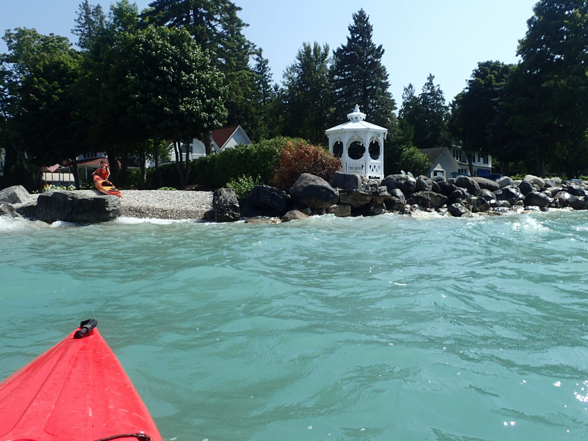 Paddling to shore in Petoskey 