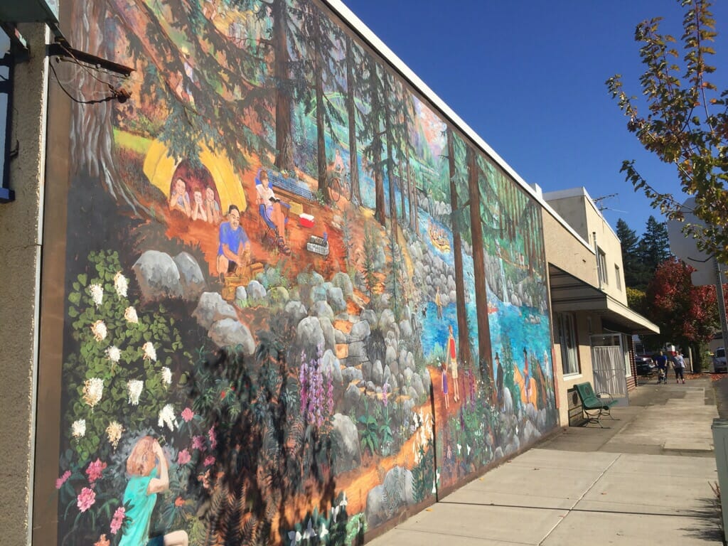 Outdoor adventure mural in Estacada