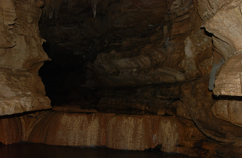 Falls inside Squire Boone Caverns