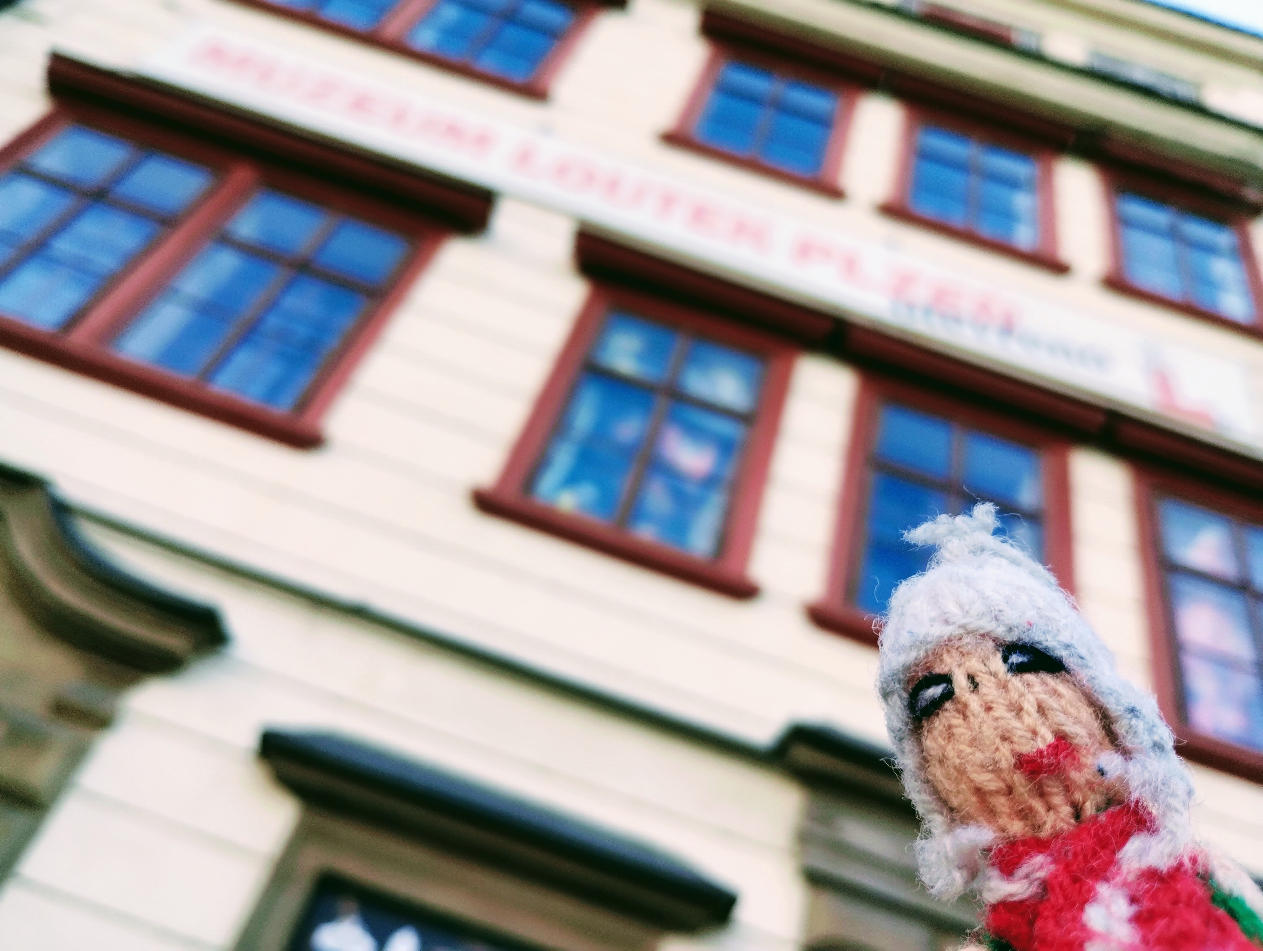 Barely able to contain its excitement, Puppet stands erect and ready to penetrate Pilsen's Puppet Museum.