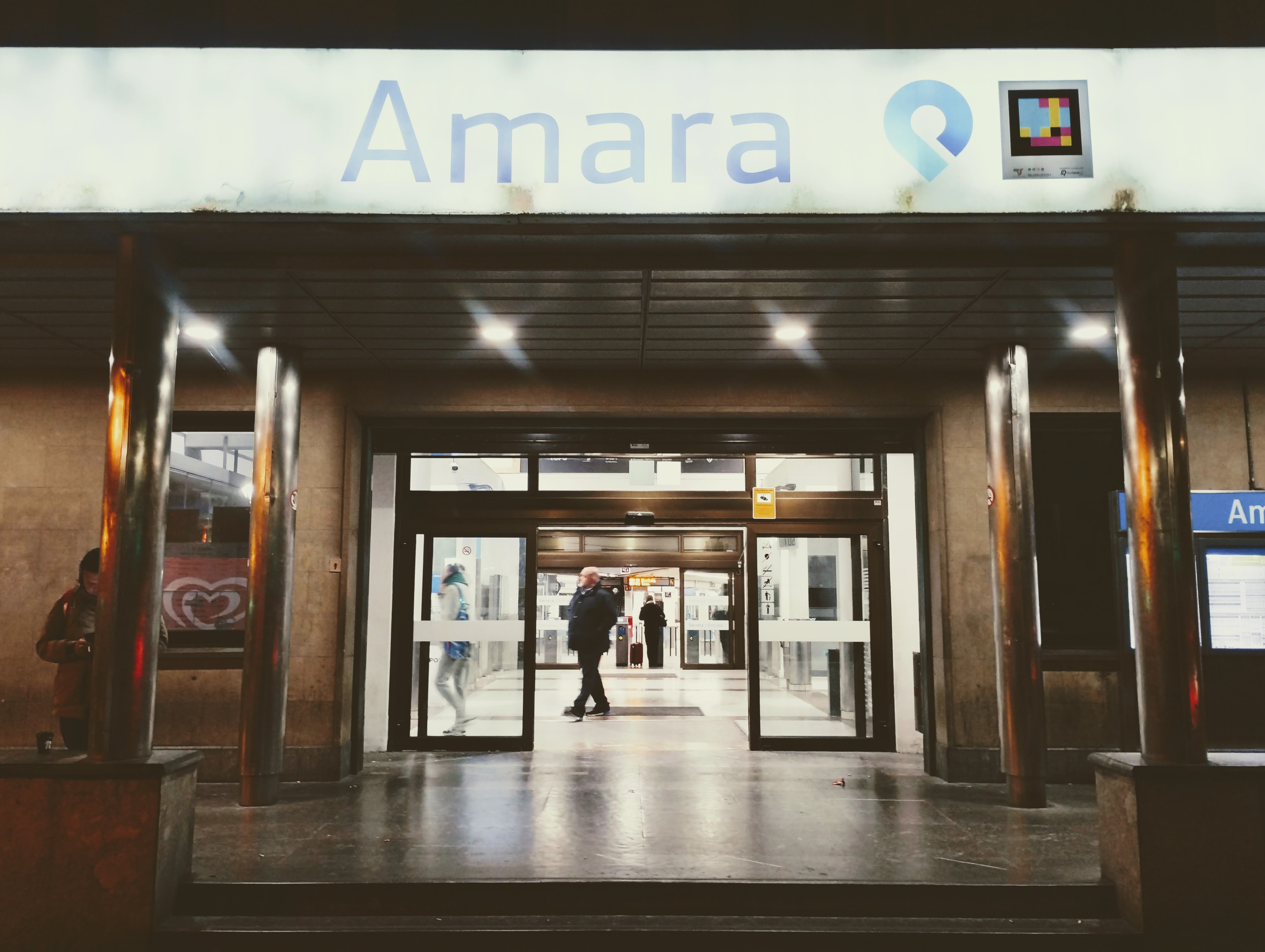 The main entrance to Donostia Amara train station.