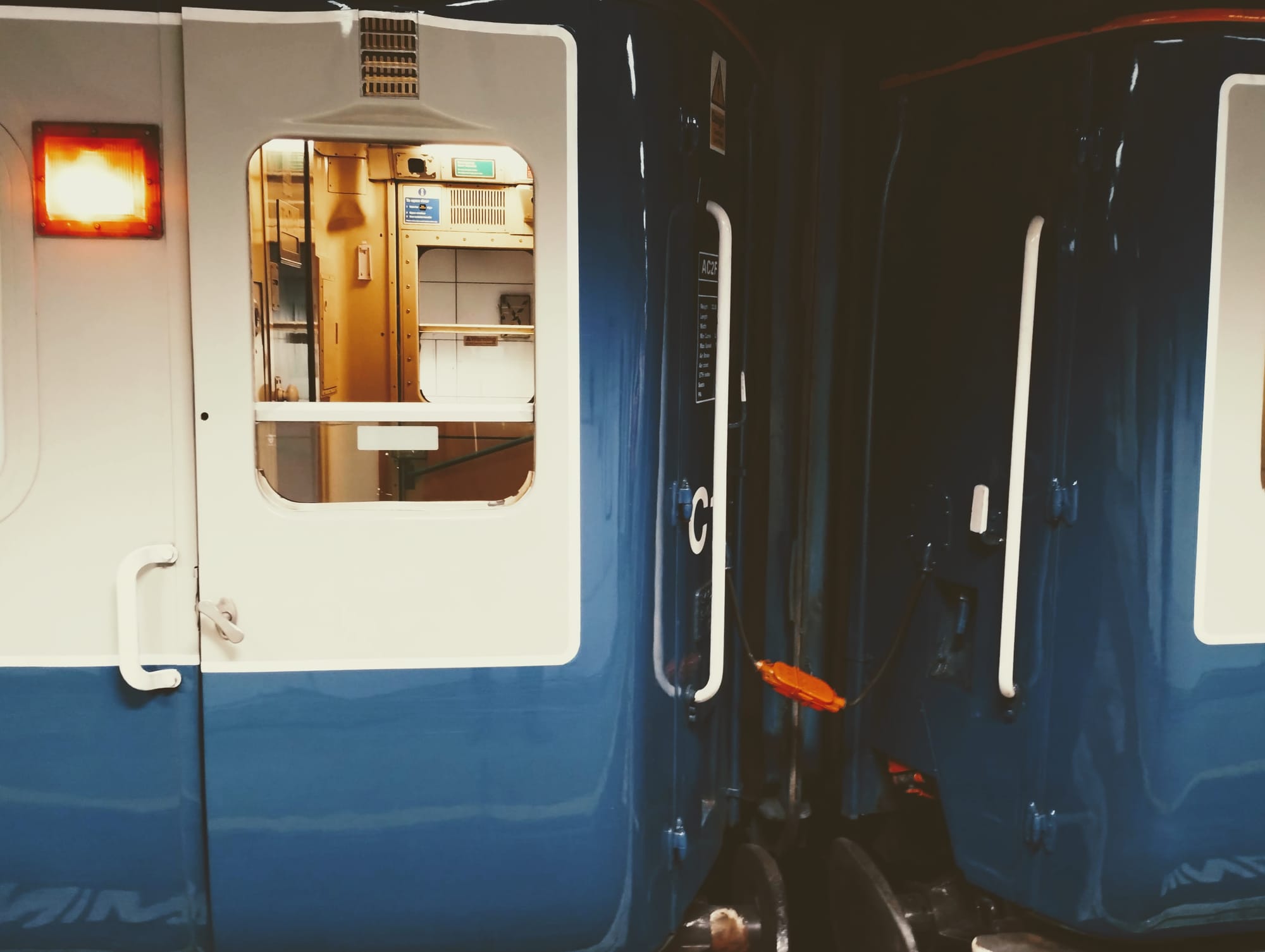 A door to an old British Rail passenger carriage.