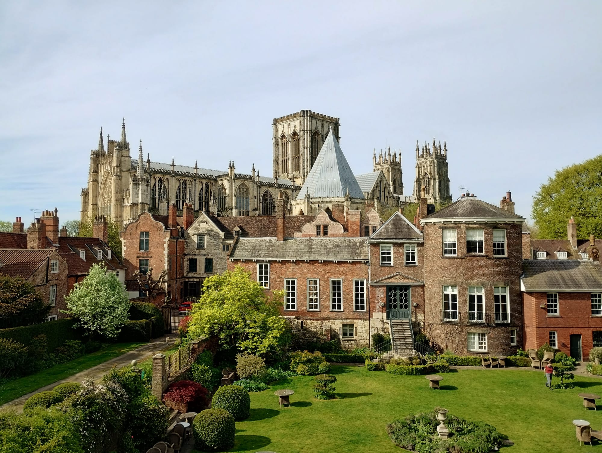 The east end and north face of York Minster, as seen from the city wall.