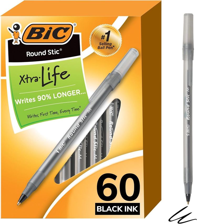 BIC Round Stic Xtra Life Ballpoint Pens