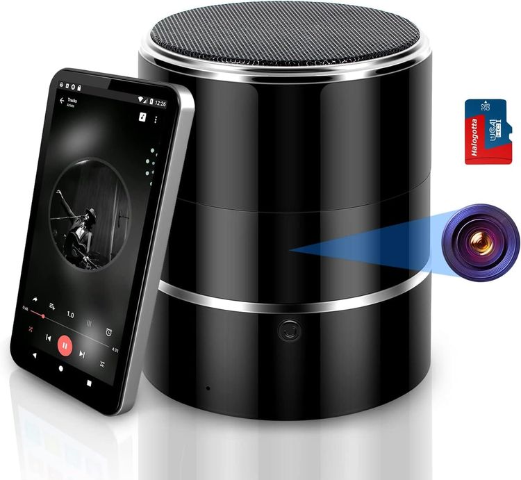Hidden Camera with 32G SD Card, 1080P WiFi Spy Camera Hide in Bluetooth Speaker