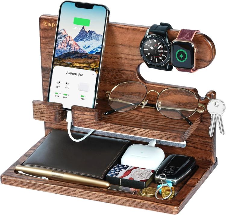 ZAPUVO Wood Phone Docking Station Nightstand