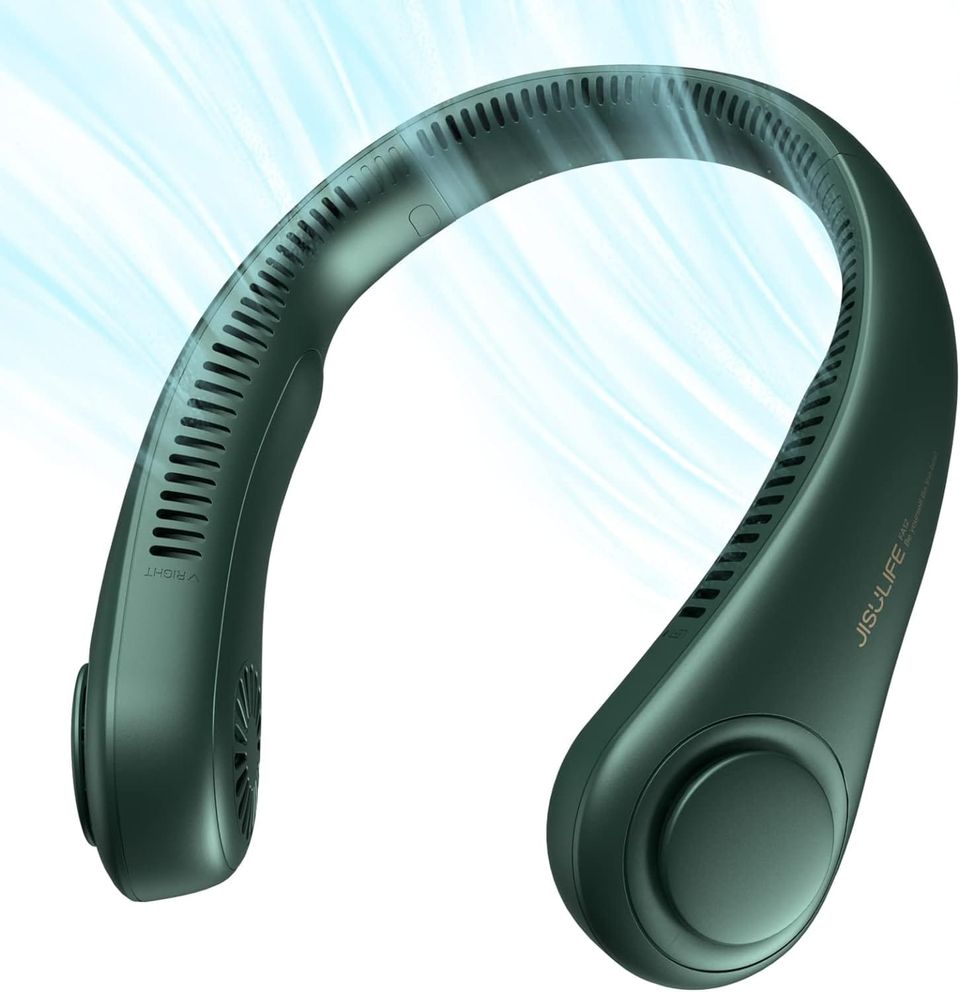 JISULIFE Portable Neck Fan, Hands Free Bladeless Fan, Battery Operated Wearable Personal Fan, Leafless, Rechargeable