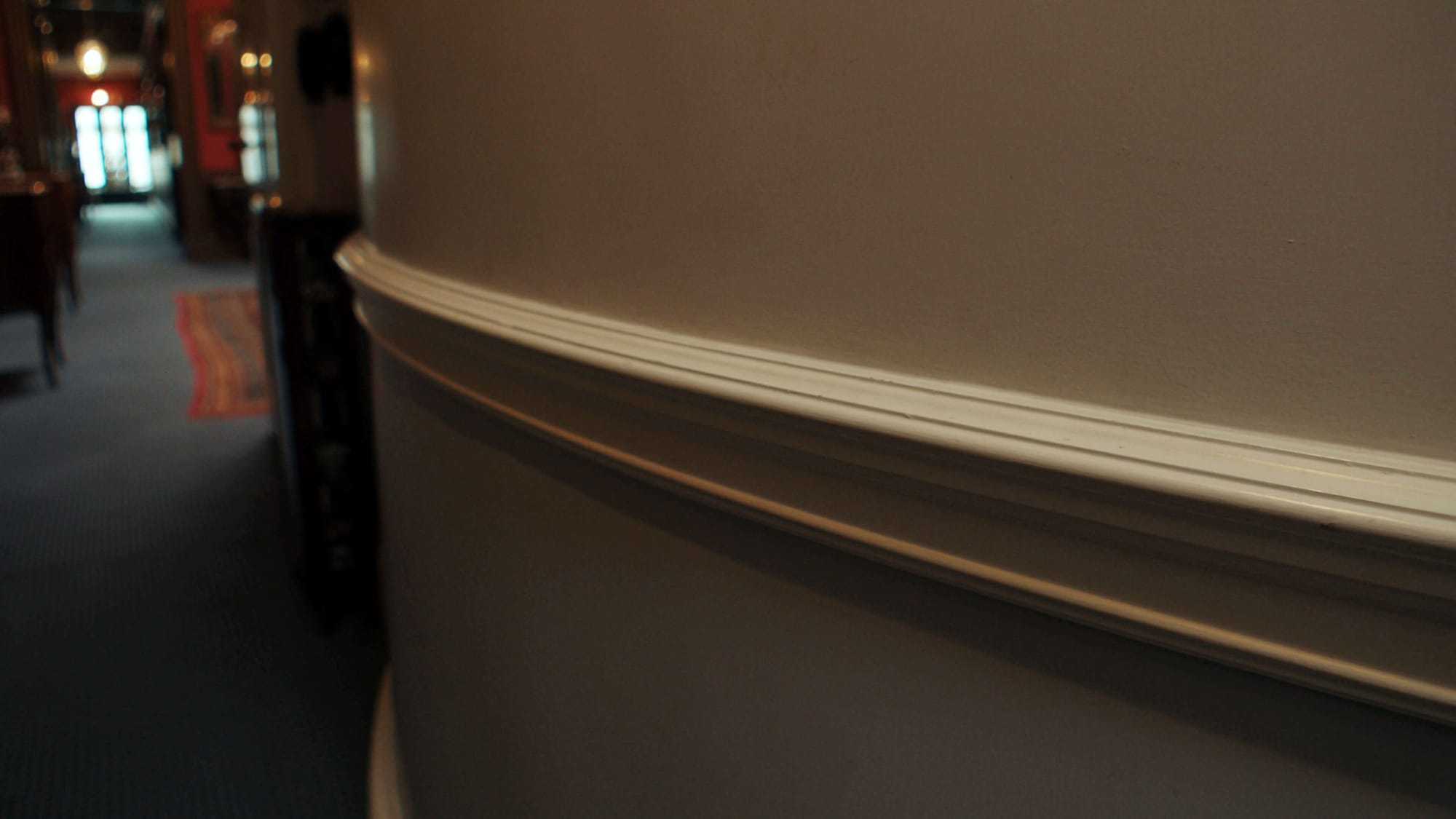 A curved stone wall inside Lauriston Castle in Edinburgh, Scotland