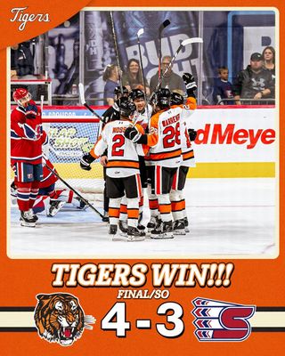 Tigers beat Chiefs 4-3 in shootout on road