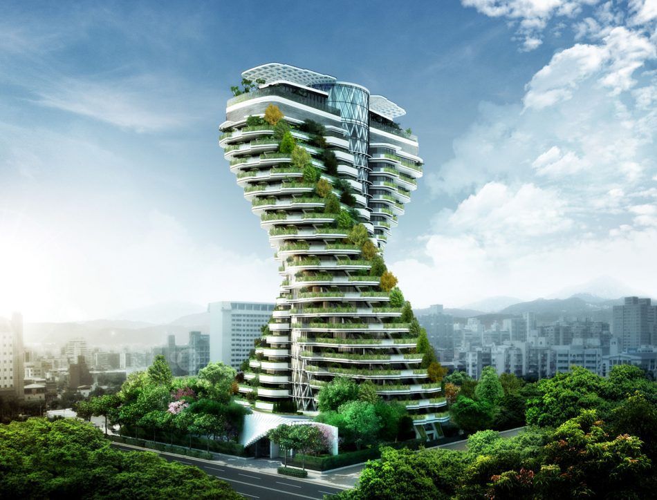 🌆 Skyskrapa i Taipei har en vertikal skog som absorberar koldioxid från atmosfären