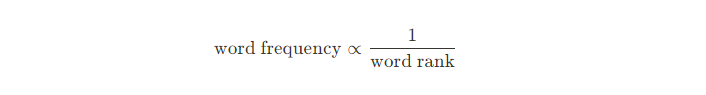 word frequency is approximately inversely proportional to 1 over the word rank