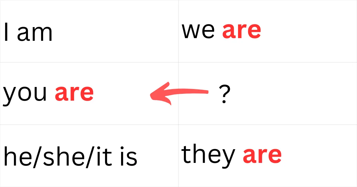 I am, you are, he/she/it is, we are, ???, they are
