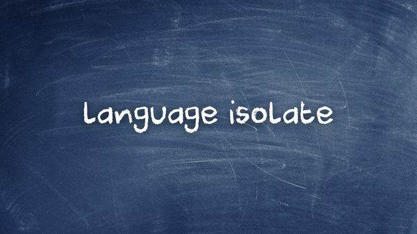 The text "language isolate" written in chalk on a blackboard.