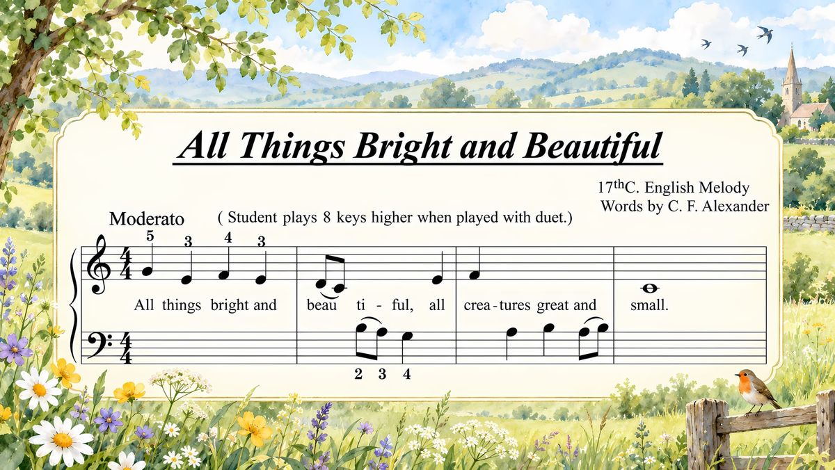 All Things Bright and Beautiful - Elementary Piano Sheet Music