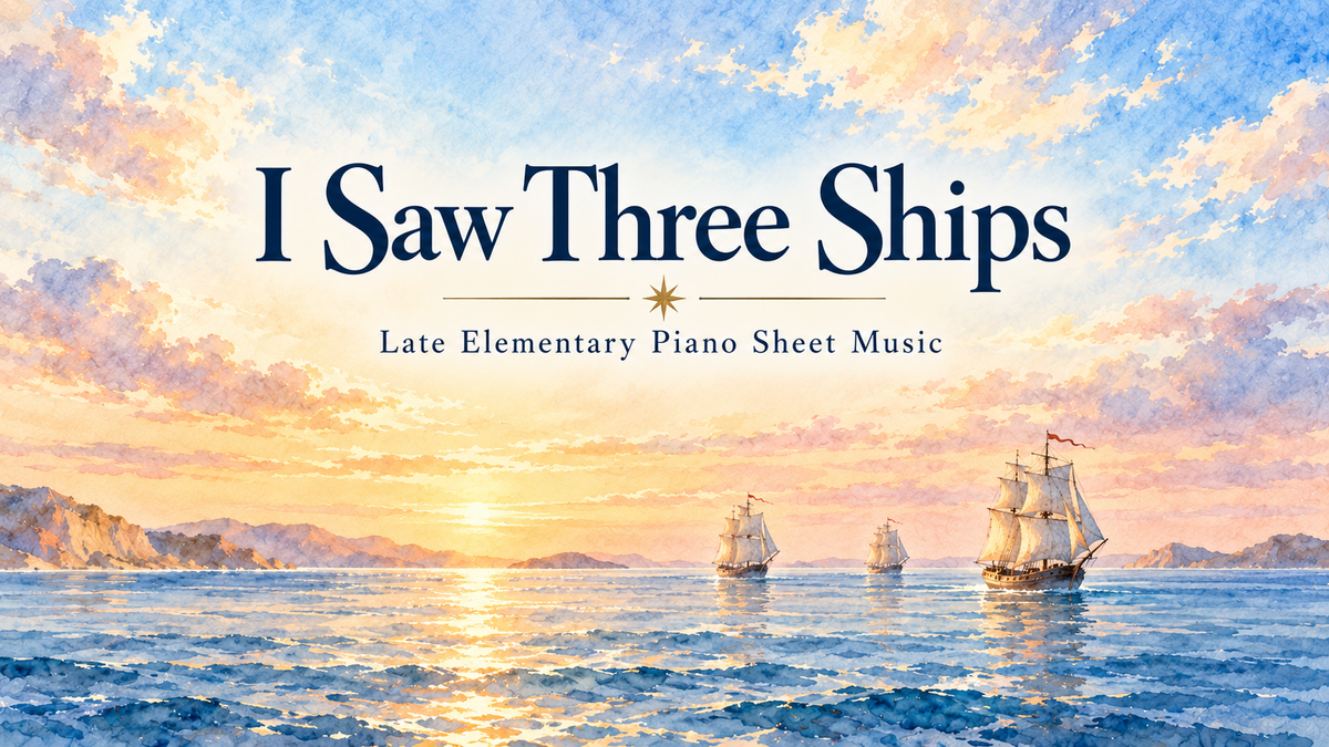 I Saw Three Ships - Late Elementary Piano Sheet Music