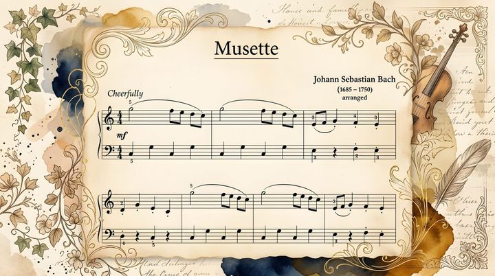 Musette Simplified (Bach) - Early Intermediate Piano Sheet Music